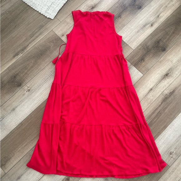 Max Studio Sleeveless Red Tiered Dress sz XS - Flowy Maxi Tiered Ruffle Dress - Picture 5 of 11